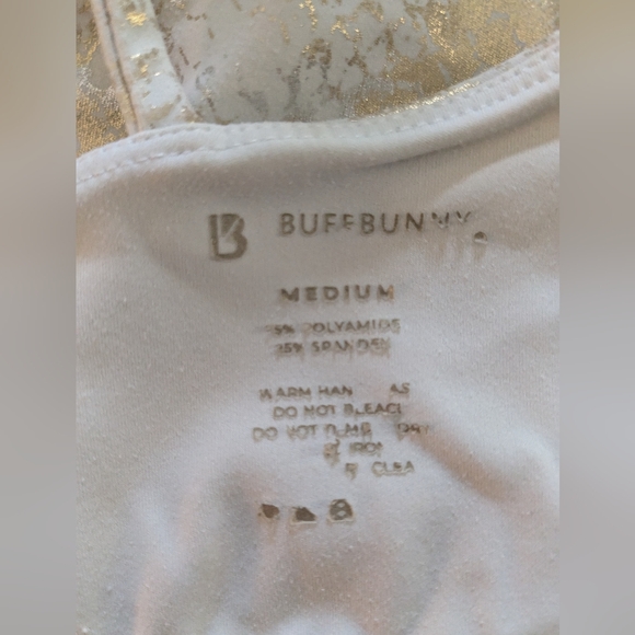 BuffBunny Gold and White Strappy Sports Bra Size Medium - Picture 2 of 4